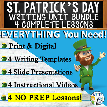 Preview of St. Patrick's Day Writing Unit  4 Essay Activities Resources, Graphic Organizers