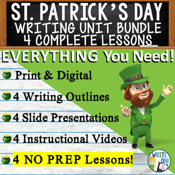 Preview of St. Patrick's Day Writing Unit - 4 Essay Activities, Graphic Organizers, Quizzes