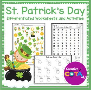 Preview of Occupational Therapy St. Patrick's Day Writing and Math Worksheets & Activities