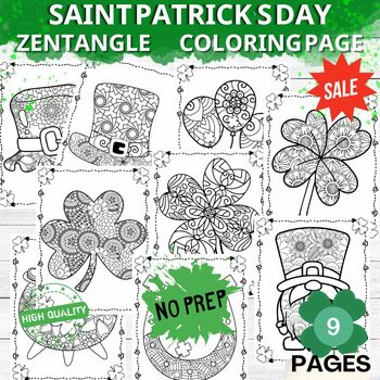 Preview of St Patrick's Day Zentangle, No Prep Mindfulness Coloring Pages