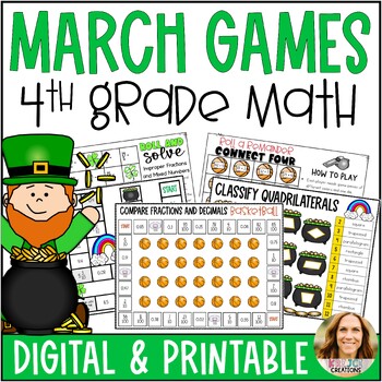 Preview of St. Patrick’s Day and March-Themed Games - Digital and Printable Math Centers