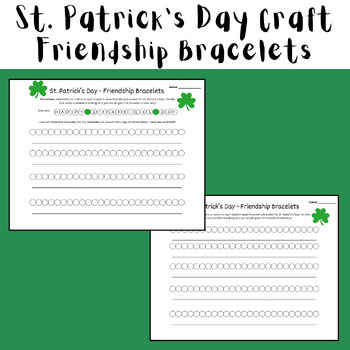 Preview of St. Patrick's Day and SEL Craft / Activity - Friendship Bracelets - Printable