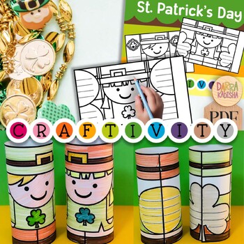 Preview of St. Patrick's Day craft activity and writing pages - DIY Irish figurines