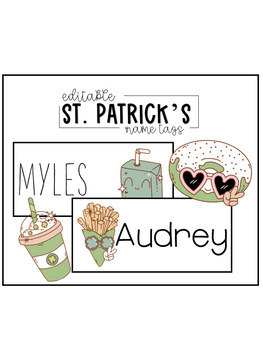 Preview of St. Patrick's Day foodie name tags (font included)