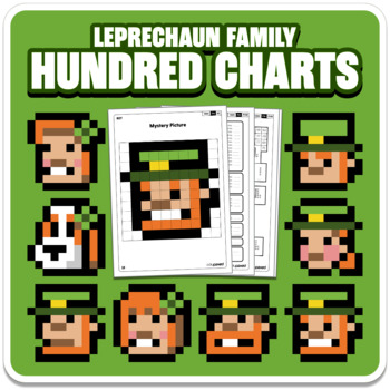 Preview of St Patrick’s Day hundred chart mystery pictures - Leprechaun Family