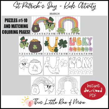 Preview of St Patrick's Day - number sequence puzzle printable - coloring - math - toddler