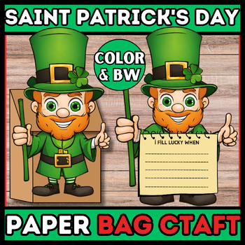 Preview of St. Patrick's Day paper bag crafts and writing activities | Printable