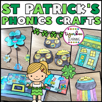 Preview of St. Patrick's Day phonics crafts: CVC, beginning blends, vowel teams and more