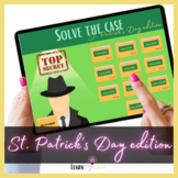St. Patrick's Day, solve the mystery case file, boom cards game