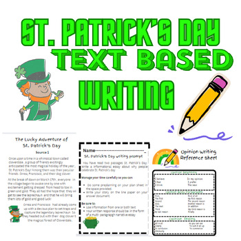 Preview of St. Patrick's Day text-based writing, reference sheets, and pennant