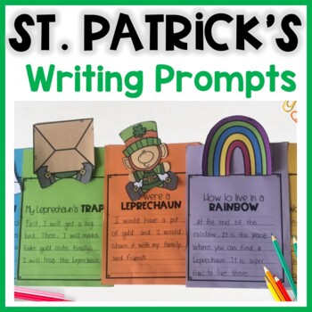 Preview of St Patrick's Day writing prompts | Bulletin board idea