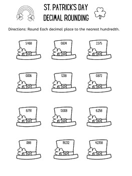 Preview of St. Patrick's Decimal Rounding to the hundredths