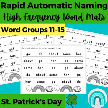 Preview of St. Patrick's High Frequency Sight Word Rapid Automatic Naming Activities 11-15