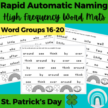 Preview of St. Patrick's High Frequency Sight Word Rapid Automatic Naming Activities 16-20