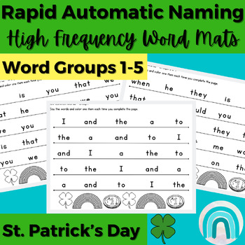 Preview of St. Patrick's High Frequency Sight Words Rapid Automatic Naming Activities 1-5