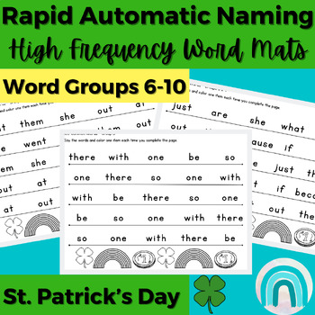 Preview of St. Patrick's High Frequency Sight Words Rapid Automatic Naming Activities 6-10