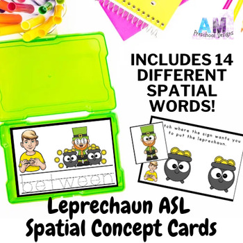 Preview of St. Patrick’s Day Leprechaun Spatial Concept Prepositions - ASL Vocab Task Cards