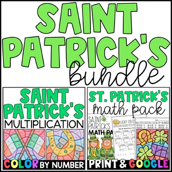 Preview of St. Patrick's Math Practice and Multiplication Color by Number - GOOGLE Slides