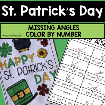 Preview of St. Patrick's Missing Angles Color by Number - Complementary and Supplementary