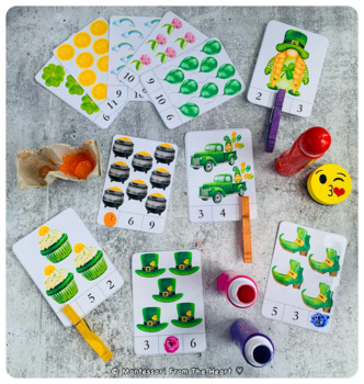 Preview of St Patrick’s Montessori 1 - 12 Count-and-Clip Cards PDF printable