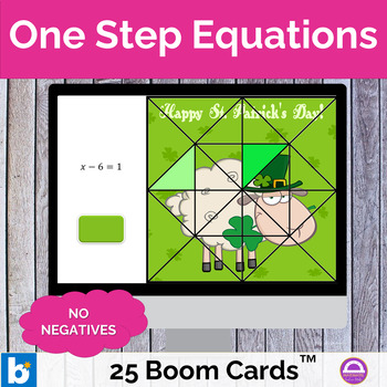 Preview of St. Patrick's Day Math One Step Equations Boom Cards Activity