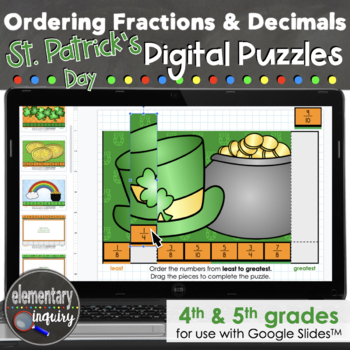 Preview of St. Patrick's Ordering Fractions & Decimals Puzzles Google Slides™ Math Activity