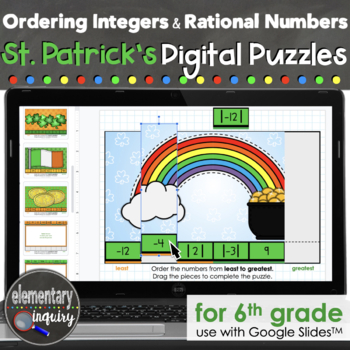 Preview of St. Patrick's Ordering Integers & Rational Numbers Google Slides™ Math Activity