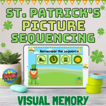 Preview of St. Patrick's Picture Sequencing Visual Memory Boom Cards