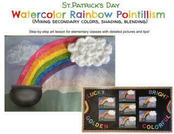 St. Patrick's Pointillism Rainbow Art by Cheryl Miller
