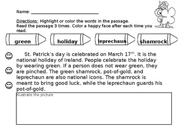 Preview of St. Patrick's Reading Comprehension
