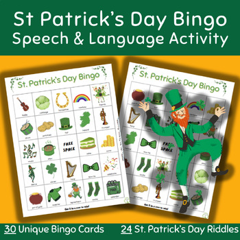 Preview of St Patrick's Riddles Bingo: Speech Language Therapy, Making Inferences, Reading