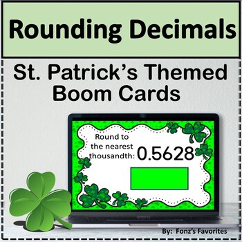 Preview of St. Patrick's Rounding Decimals Boom Cards - Digital Activity