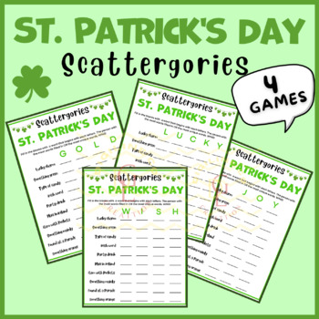 Preview of St Patrick's Scattergories game Puzzle riddle sight word problem middle high 6th