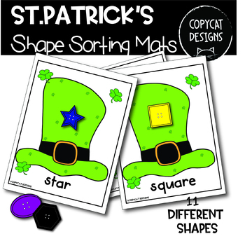Preview of St. Patrick's Sorting Buttons By Attributes Math Mats   Shape Sorting