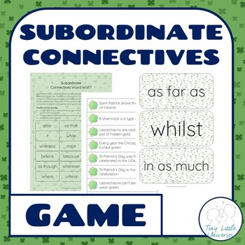 Preview of St Patrick's Subordinate Conjunction NO PREP Sentence Combining Game and Display