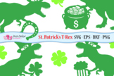 St. Patrick's T-Rex SVG, Eps, Dxf and Png.