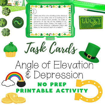 Preview of St. Patrick's Task Cards - Angle of Elevation & Depression Word Problems