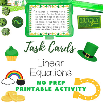 Preview of St. Patrick's Task Cards - Linear Equations Word Problems