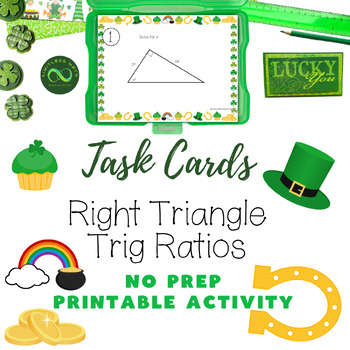 Preview of St. Patrick's Task Cards - Right Triangle Trig Ratios (SOH-CAH-TOA) - NO PREP