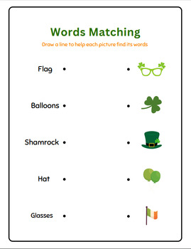 Preview of St. Patrick's Word Match: Balloons, Flags, Shamrocks!