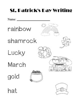 St. Patrick's Word Tracking Sheet by Click Inspirations | TPT