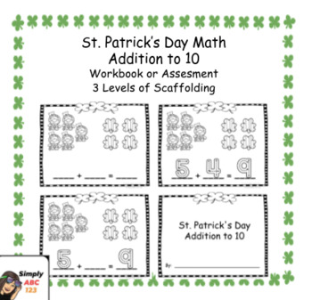 Preview of St Patrick's day Addition within 10 Math Workbook or Assessment