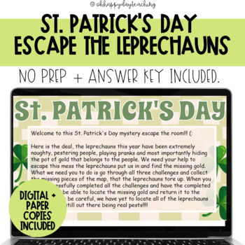Preview of St. Patrick's Day Escape The Classroom | Spring Escape The Classroom