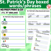 St. Patrick's day LOWERCASE boxed writing worksheets: box 