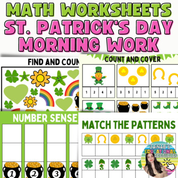 Preview of St. Patrick's Pattys day Morning Work Fine Motor Math Fun Packet Worksheets