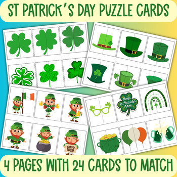 Preview of St Patrick's day Puzzle Matching Cards,Preschool March Activity,Preschool Curric