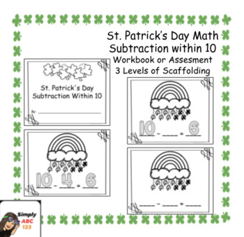 Preview of St Patrick's day Subtraction within 10 Math Workbook or Assessment