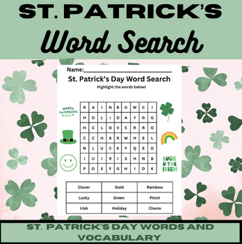 Preview of St. Patrick's day activity! Word search