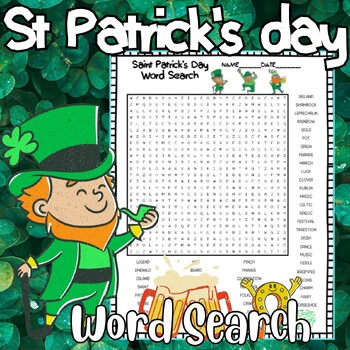 Preview of St Patrick's day word Search Vocabulary Hard for 3rd 4th 5th 6th