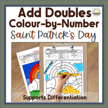 Preview of St Patricks Add Doubles Color by Number Math Coloring Pages for Spiral Review